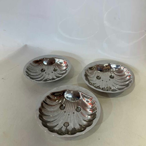 Tramontina Brazil vintage inox 18/10 shell-shaped soap dishes set of 3