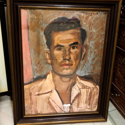 Tsarouchis Portrait of a Young Man print in frame with glass used