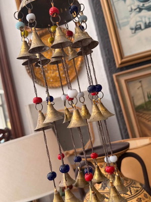 Indian decorative vintage brass wind chime used, 35cm