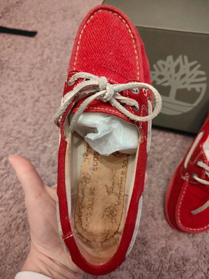 Timberland shoes size 38 like new, red with fabric upper