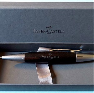 Faber Castell E-Motion Pearwood Black Chrome Twist Ballpoint Pen