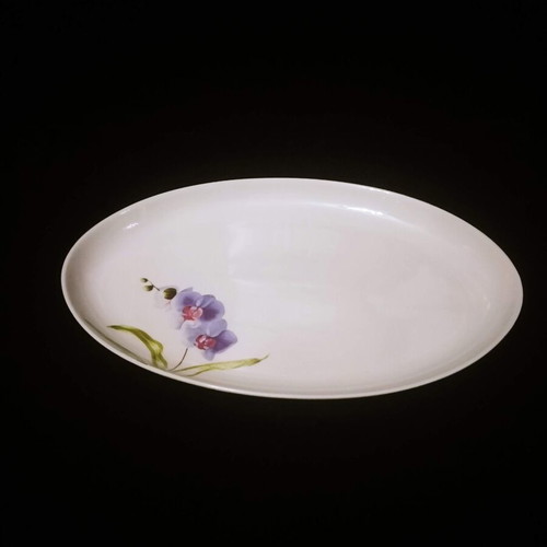 Oval serving platter like new, Ionia Greece porcelain with orchid design
