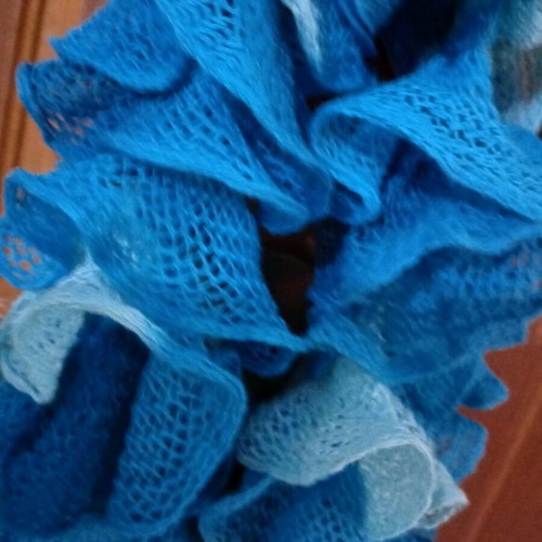 Handmade scarf like new, blue and light blue