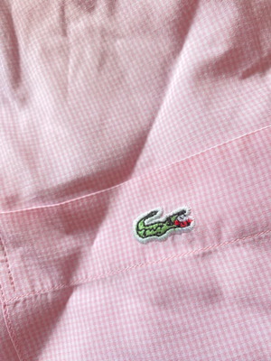 Lacoste men's short-sleeve shirt like new, white and pink, size L