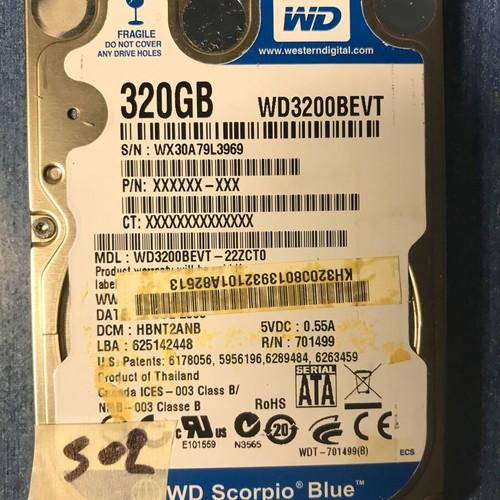 HDD Western Digital 320GB 2.5" WD3200BEVT used