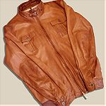  Ανδρικό MASSIMO DUTTI δερμάτινο jacket σε καφέ χρώμα
