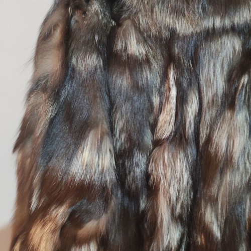 Renard fur coat new from fox in brown and white tones