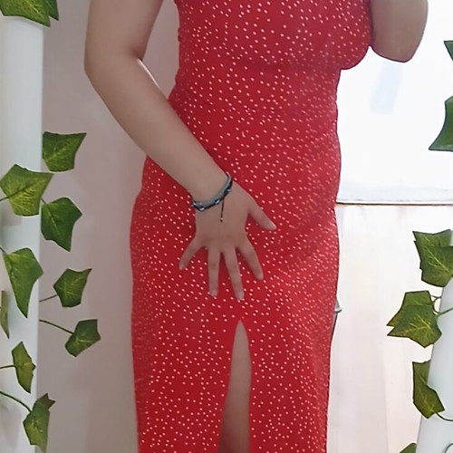 Shein red summer dress like new with side slit