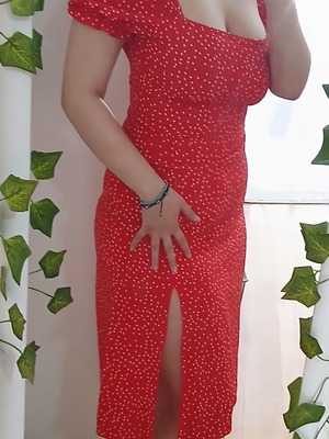 Shein red summer dress like new with side slit