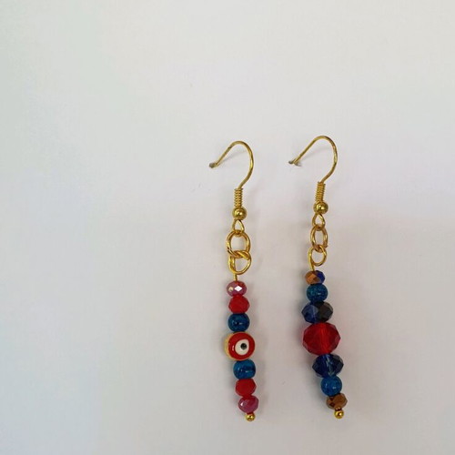 Handmade earrings with beads and evil eye new