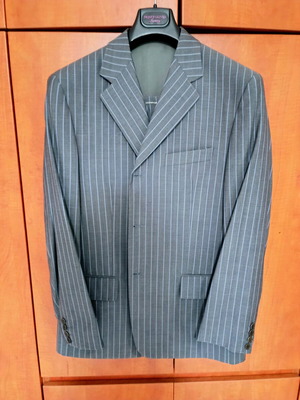 Prince Oliver three-piece suit, gray pinstripe