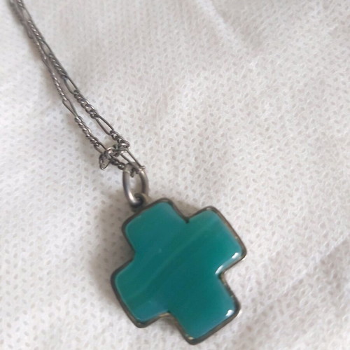 Vintage turquoise cross used with 2x2 semi-precious stone
