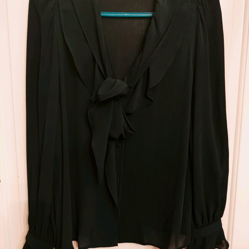 Zara blouse like new, black semi-transparent with pussy-bow