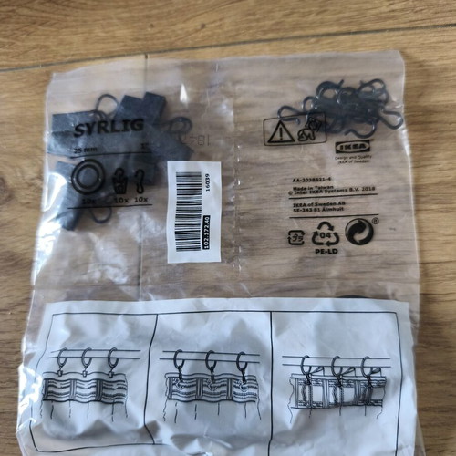IKEA Syrlig Curtain Hooks Black 3 Packs New