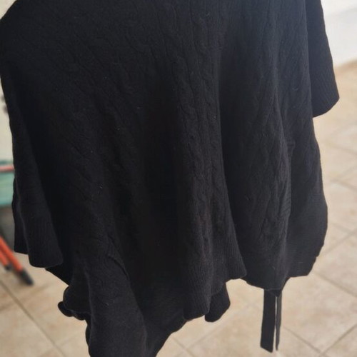 Πλεκτό poncho Polo Ralph Lauren μεταχειρισμένο, μαύρο με πλεξούδα