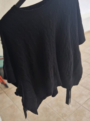Πλεκτό poncho Polo Ralph Lauren μεταχειρισμένο, μαύρο με πλεξούδα