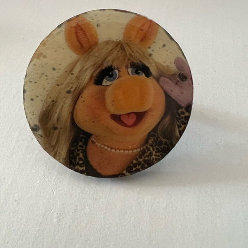Miss Piggy handmade ring made of wood like new