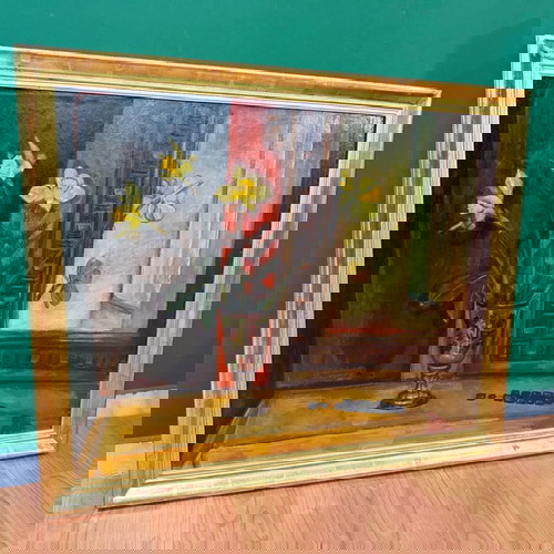 Έργο τέχνης Γ. Πατριαρχέας μεταχειρισμένο, βάζο με λουλούδια σε κορνίζα