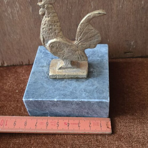 Metal Rooster on Marble Base used