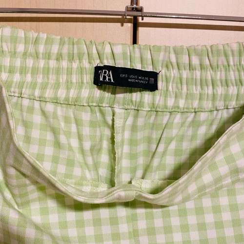 Vichy pants Zara like new, white and green, high waist