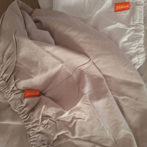 Stokke Sleepi Mini V3 fitted baby sheet like new, white and beige