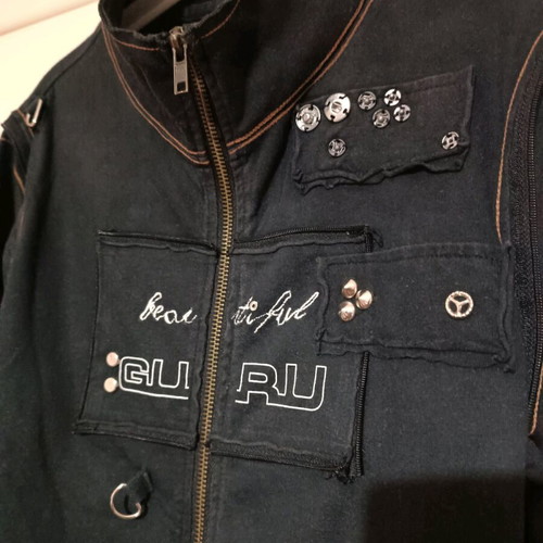 Guru black jacket like new with zipper and metal details