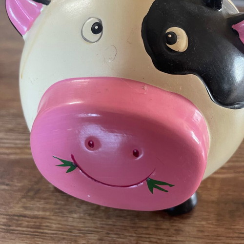 Children's cow piggy bank used