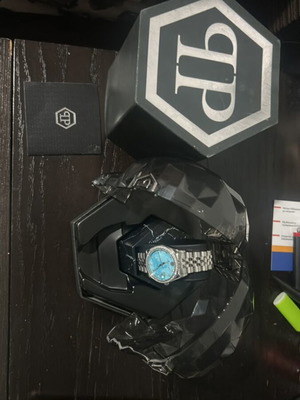 Philipp Plein ρολόι χειρός, τιρκουάζ και ασημί, unisex