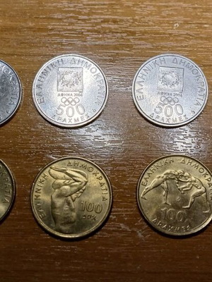Collectible coins new 500 and 100 drachmas Olympic Games theme
