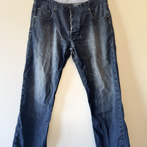 Men's Dark Blue Straight Leg Jeans W38 L36