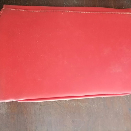 Shoulder bag red faux leather with gold clasp and strap like new