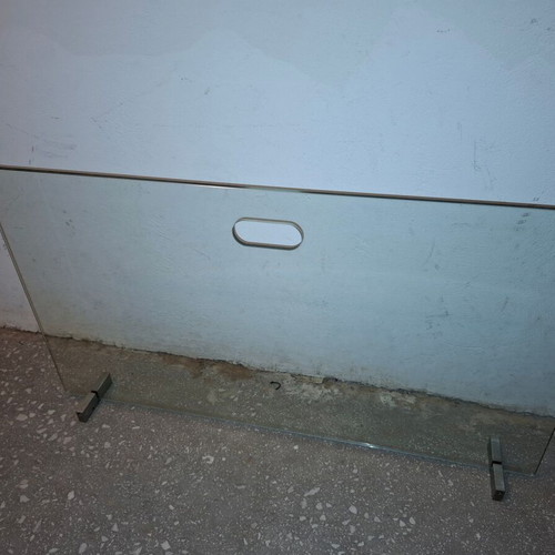Fireplace glass like new, protective fireproof panel with legs