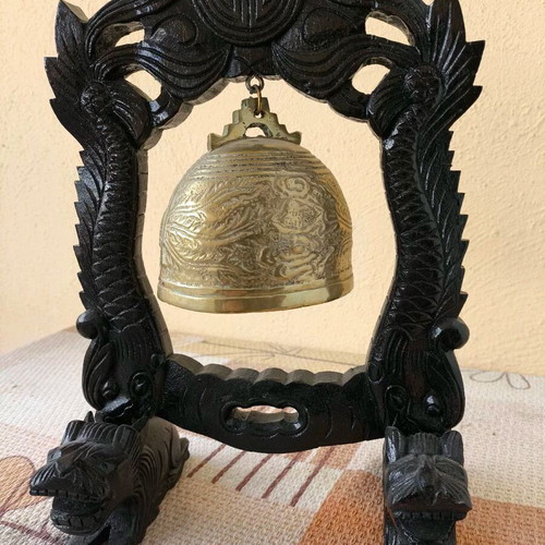 Wooden Gong Bell used, carved, Chinese
