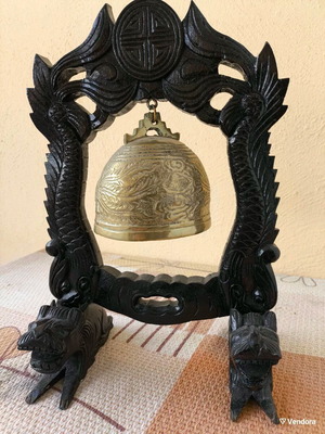 Wooden Gong Bell used, carved, Chinese