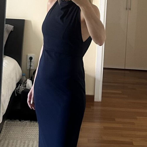 Zara Elegant Halter Maxi Dress, navy blue, size S