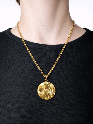 Handmade gold necklace Sun & Moon new