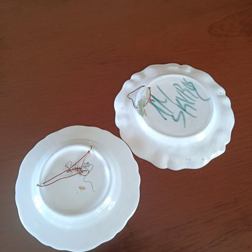 Handmade Skyrian plates used, 19 and 18 cm, set of two