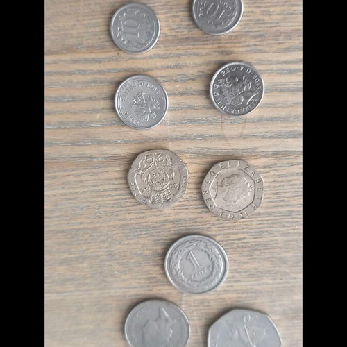 Set of British and Bulgarian coins