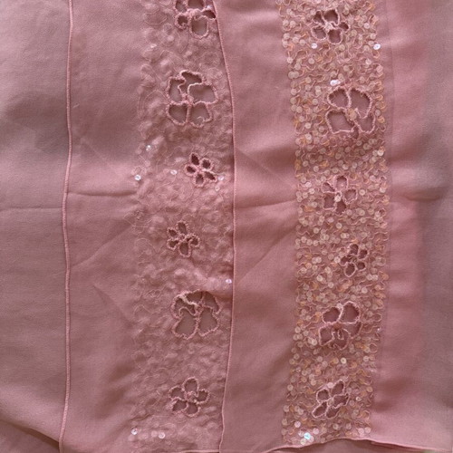 Silk scarf with embroidery, pink