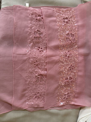 Silk scarf with embroidery, pink