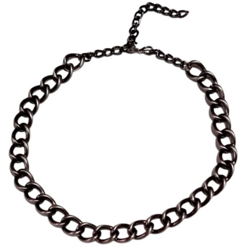 Short necklace wide chain silver-anthracite new