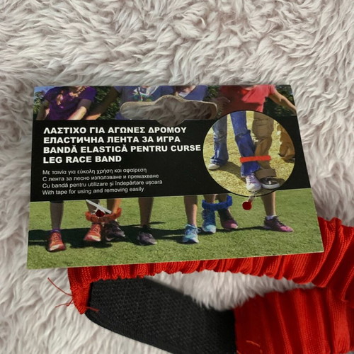 Legged Race skill game used, tied legs blue and red, set of 2
