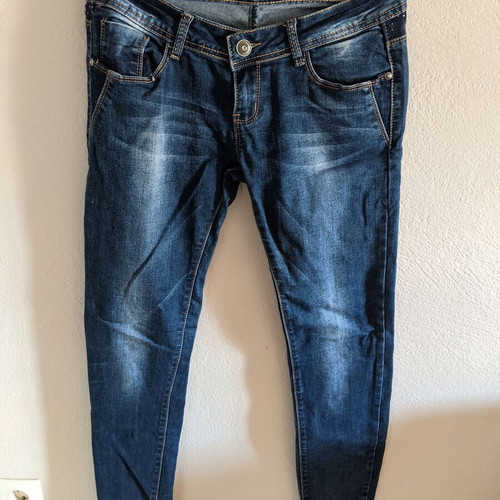 Jeans size L like new, blue, slightly elastic fabric