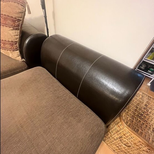 Three-seater corner sofa with leather armchair like new