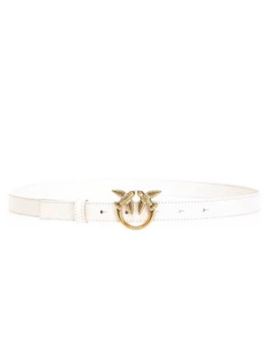 Pinko Love Birds thin leather belt new, size 90, white with gold buckle