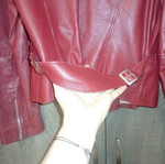 Leather jacket used, red, size medium