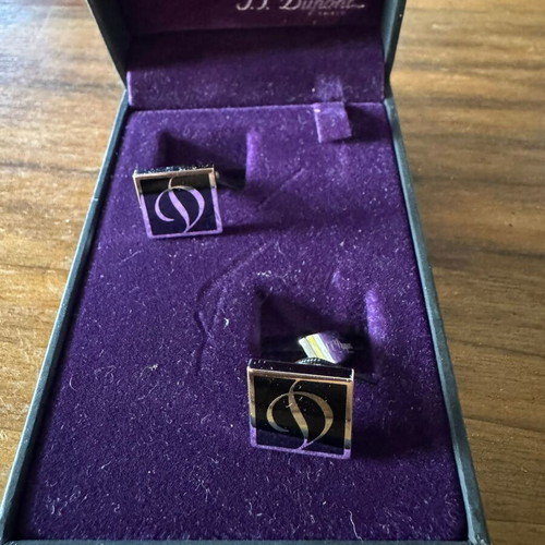 S.T. Dupont Paris cufflinks like new, black and silver