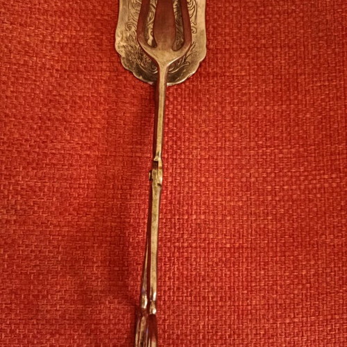 Serving tongs vintage used, silver engraved