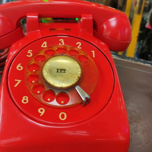 ITT telephone used, red, wired