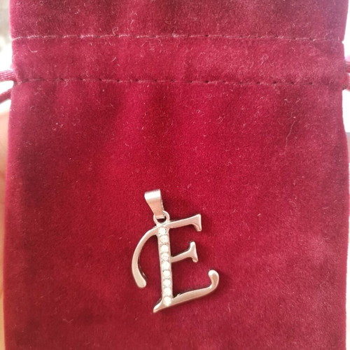 Monogram E jewelry used, silver with zircon, brass
